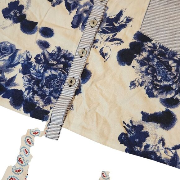 CJ Banks Summer Top Plus Size 3X Blue Floral Patchwork Short Sleeve Shirt - Picture 8 of 8